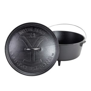Yellowstone? 12 Inch / 8 Quart Seasoned Cast Iron Deep Camp Dutch Oven