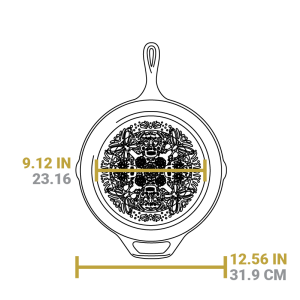 12 Inch Seasoned Cast Iron Butterfly Sugar Skull Skillet