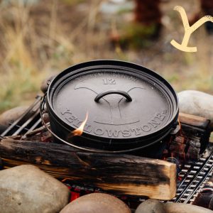 Yellowstone? 12 Inch / 8 Quart Seasoned Cast Iron Deep Camp Dutch Oven