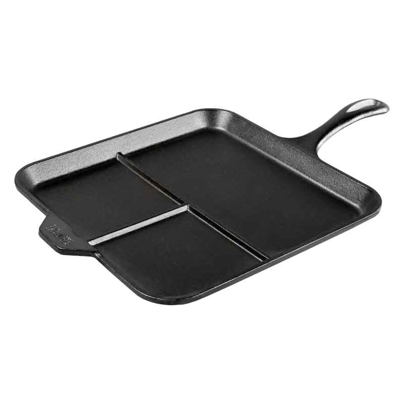 Seasoned Cast Iron Square Divided Griddle