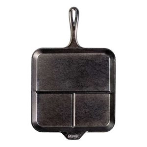 Seasoned Cast Iron Square Divided Griddle
